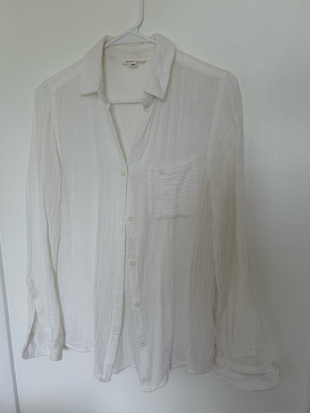 White button down gauze -like shirt Size Small